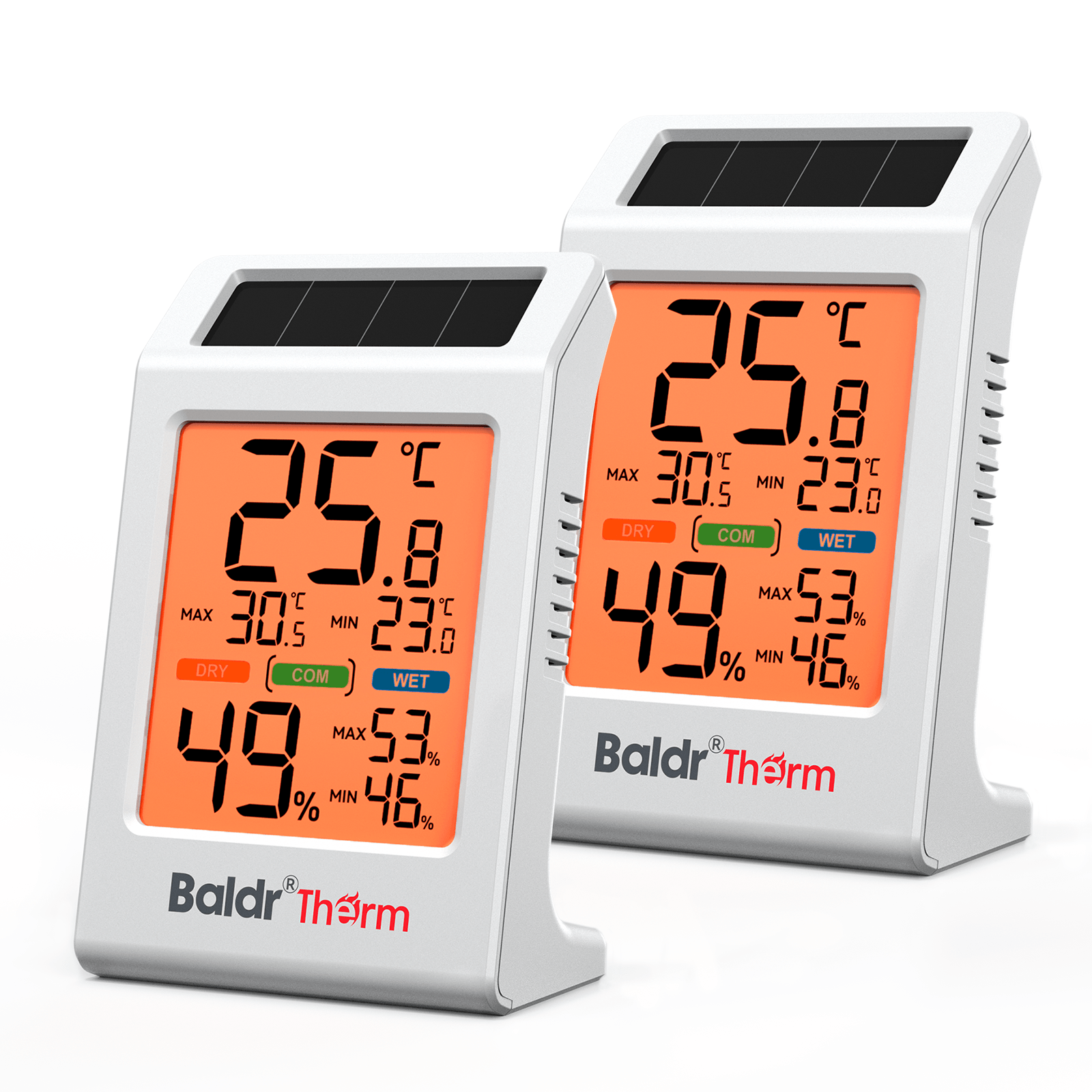 B0721TH Solar Indoor Thermometer Hygrometer