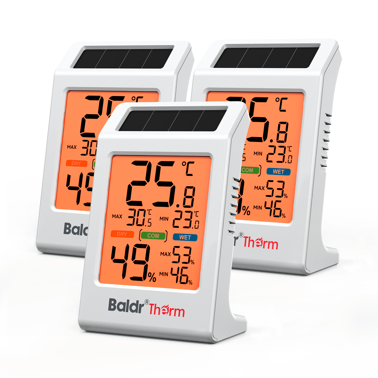 B0721TH Solar Indoor Thermometer Hygrometer
