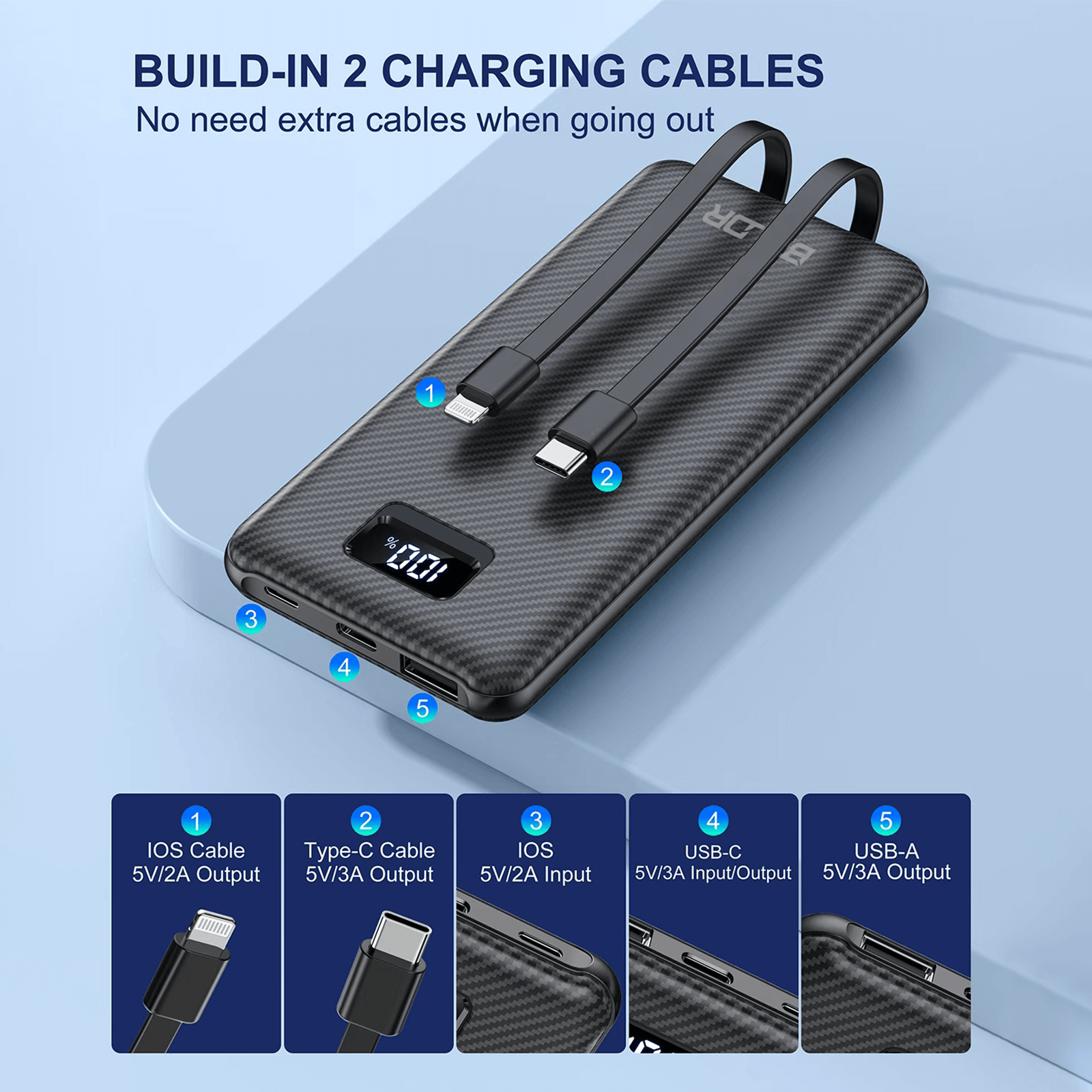 BALDR Portable Power Charger, Power bank for Phone,1000mAh