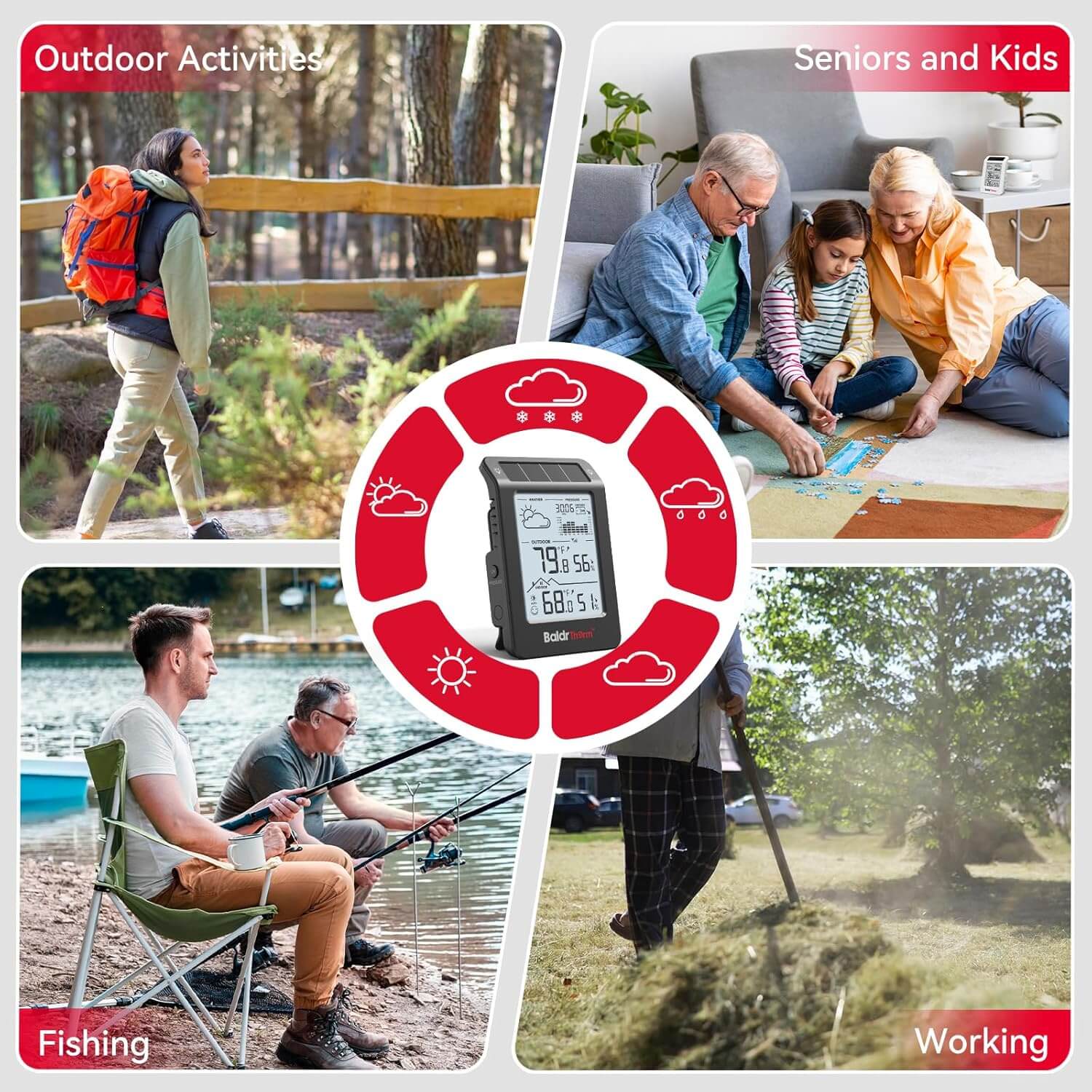 BaldrTherm Wireless Weather Station, Dual-Zone Indoor & Outdoor/Childroom Temp Humidity Monitor, Auto Smart Backlight,Temp/Humidity/Barometric Trend Visualization