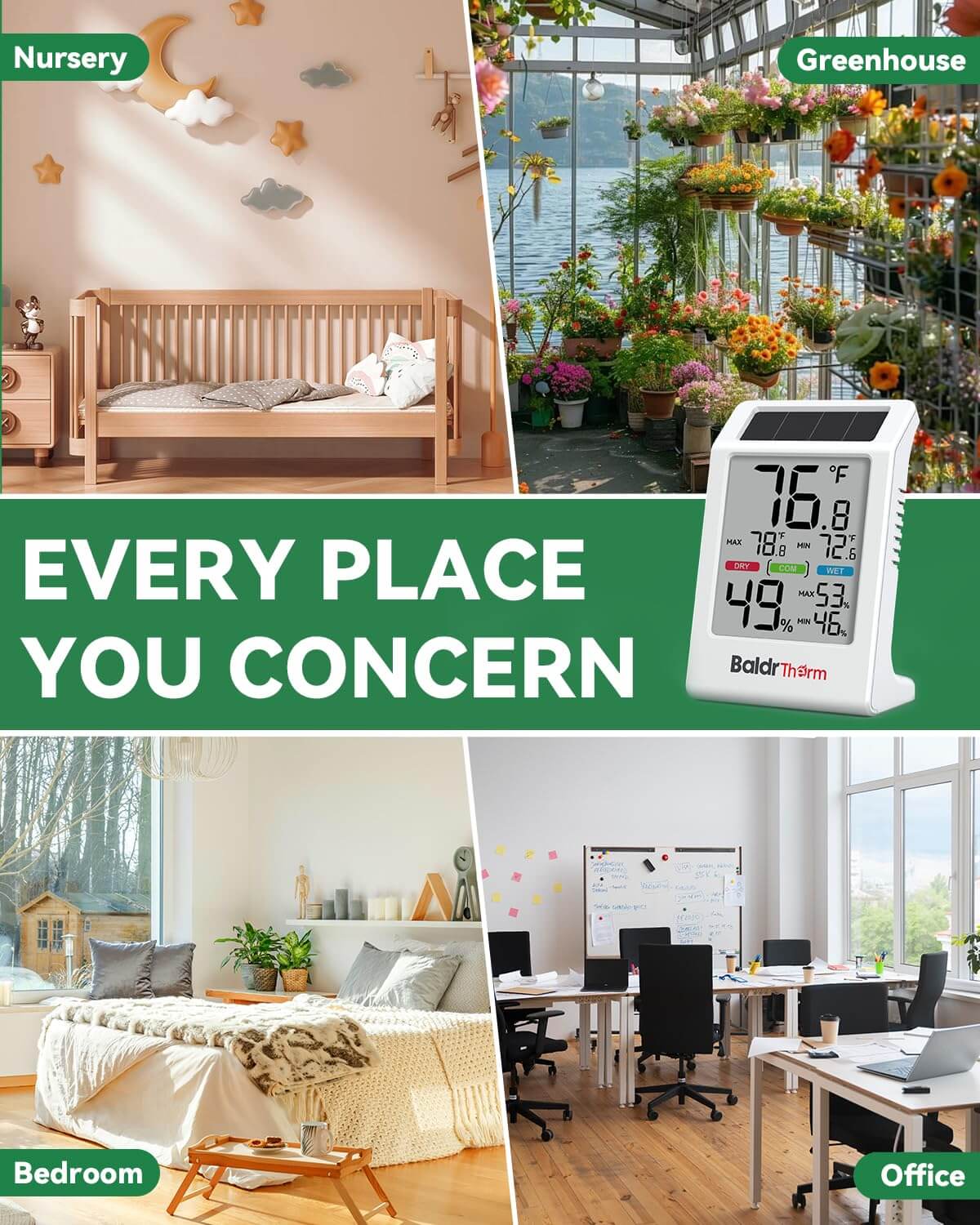 B0590TH-V6 Solar Indoor Thermometer Hygrometer