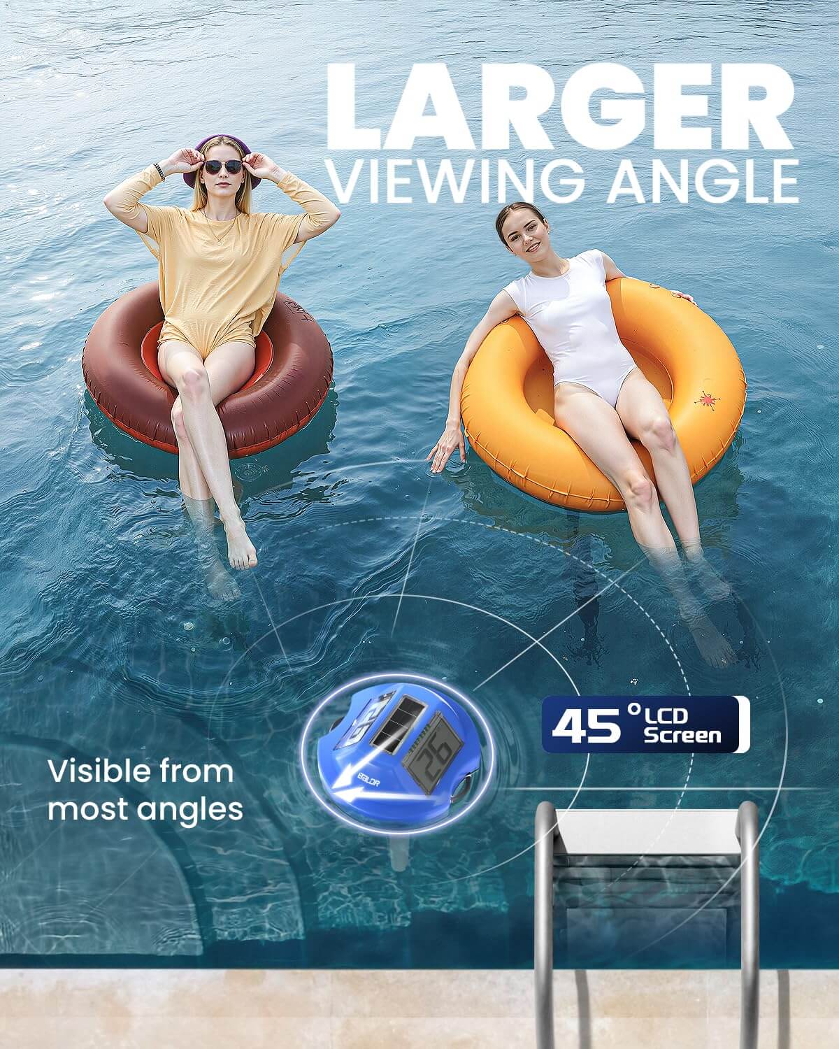 BALDR Floating Pool Thermometer – Easy Read (Dark Blue)