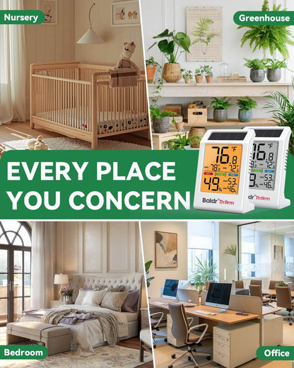 B0721TH Solar Indoor Thermometer Hygrometer