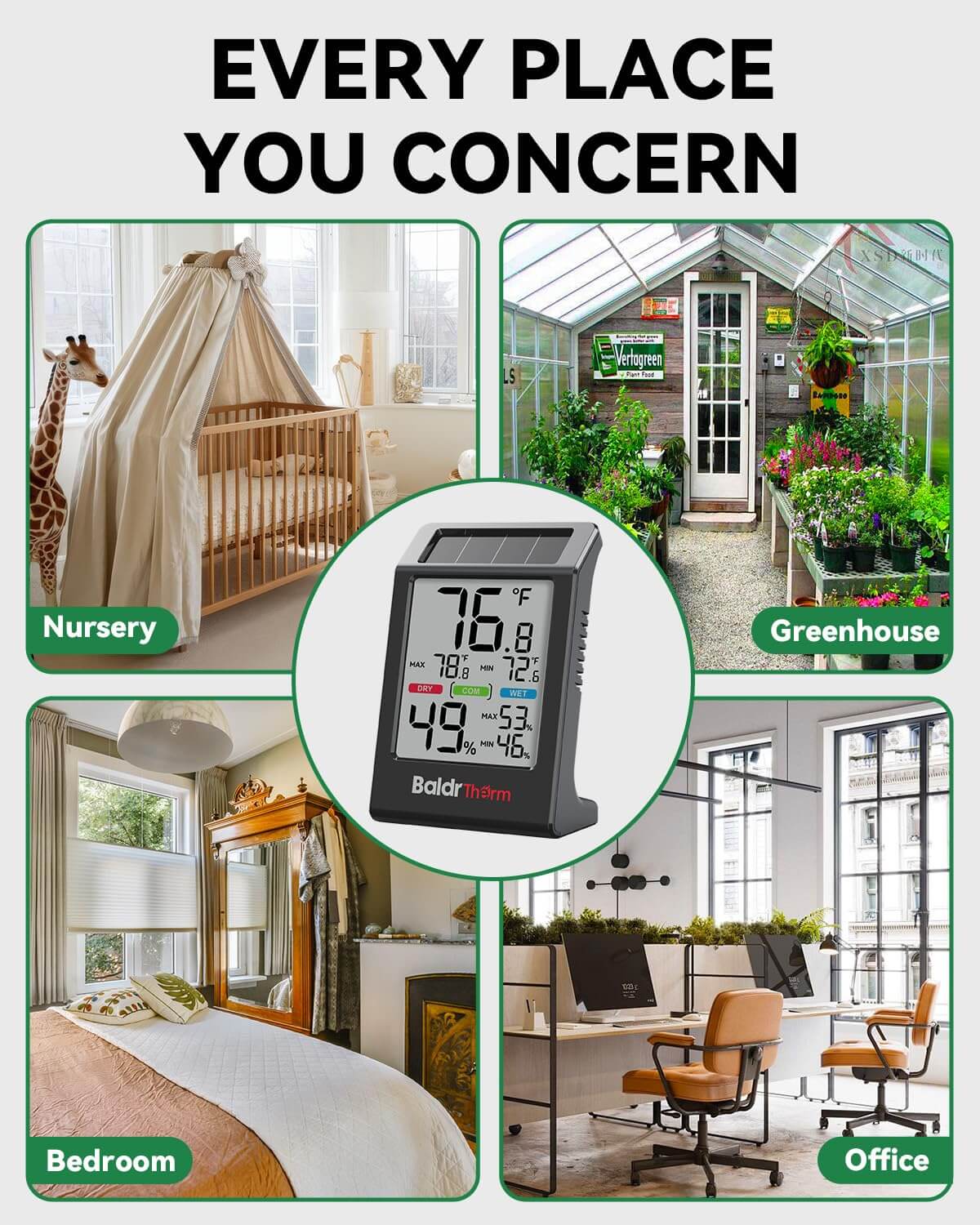 B0590TH-V6 Solar Indoor Thermometer Hygrometer