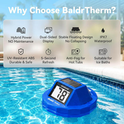 BaldrTherm Pool Thermometer Digital Floating, Swimming Pool Water Temperature Sensor
