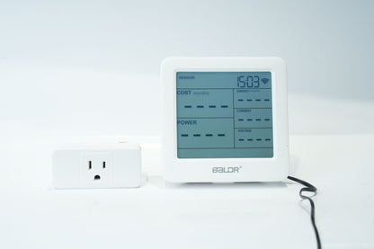 BALDR Plug Wi-Fi Home Power Monitor Consumption Watt Meter Smart Socket - Electric Meter w/Tariffs & Budget Alerts, Power Meter Home Energy Monitor, Electricity Usage Monitor Smart- 2.4GHZ Network Only