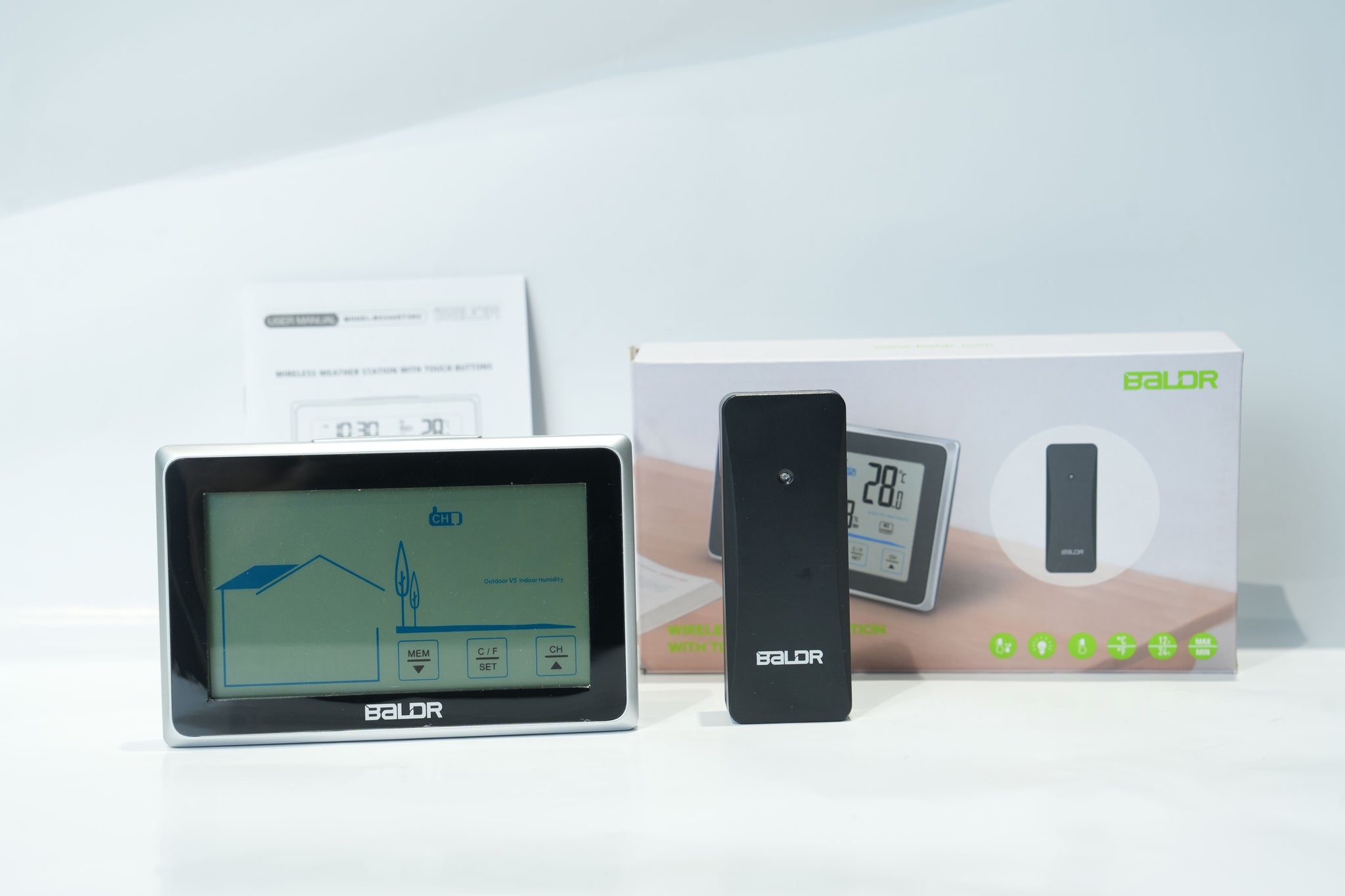 BALDR Home Weather Station - Indoor Outdoor Thermometer Wireless Home Weather Station