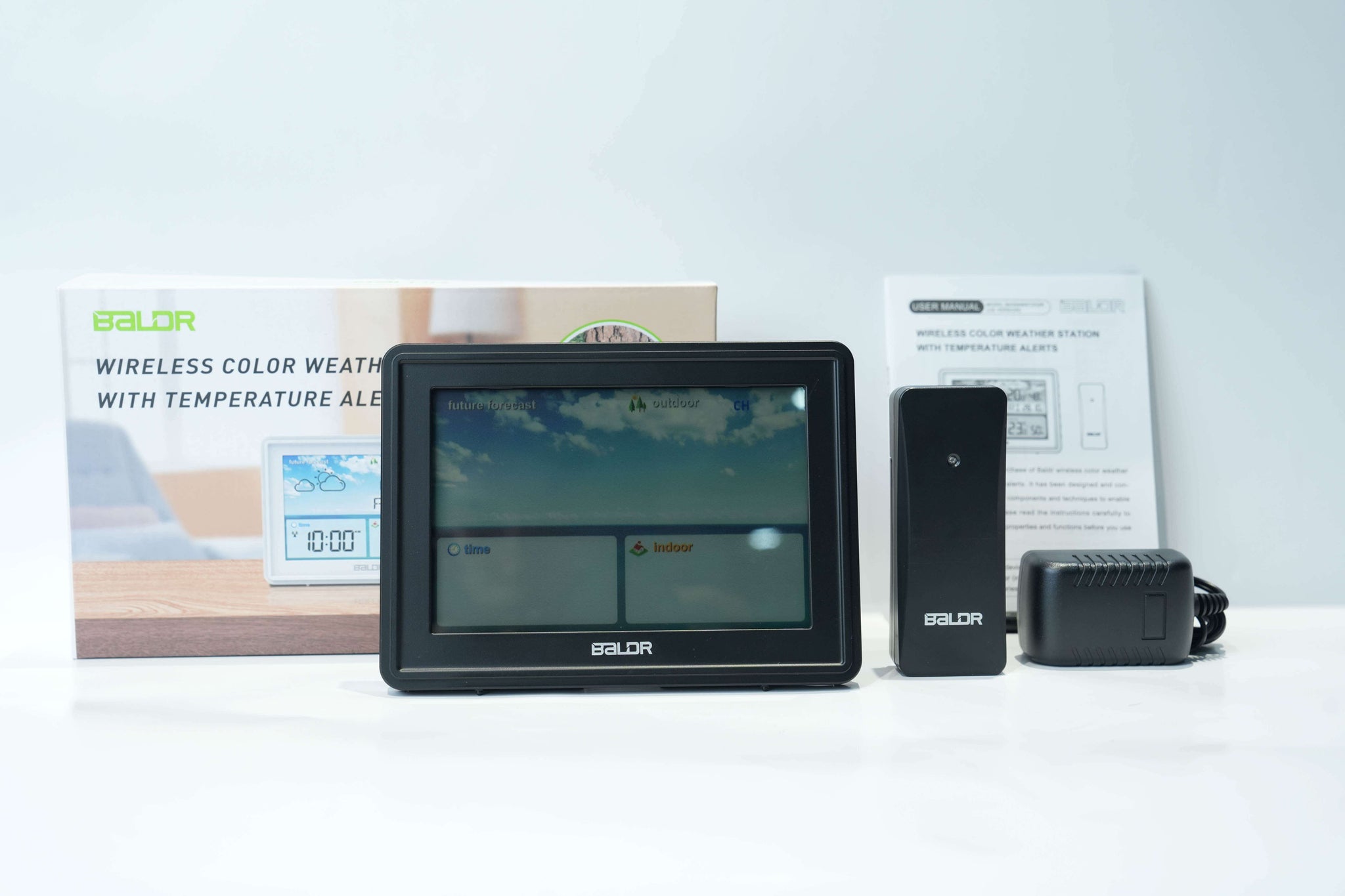 BALDR Lifetime Large Digital Clock with Day & Date, Customizable Alarms，weather and RCC