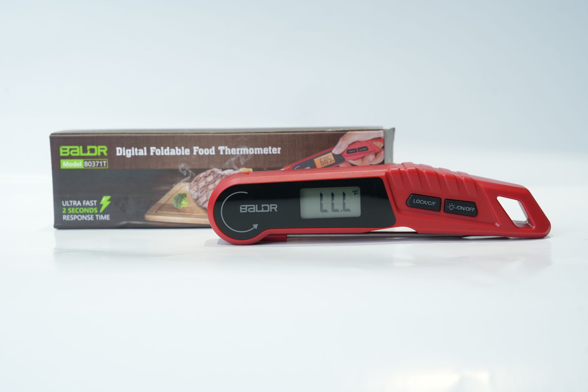 BALDR Digital Thermometer - Waterproof Digital Food Thermometer, Instant Read Thermometer for Cooking - Single Probe Thermometer for Cooking and Outdoor Grill Cooking BBQ Thermometer for Grill