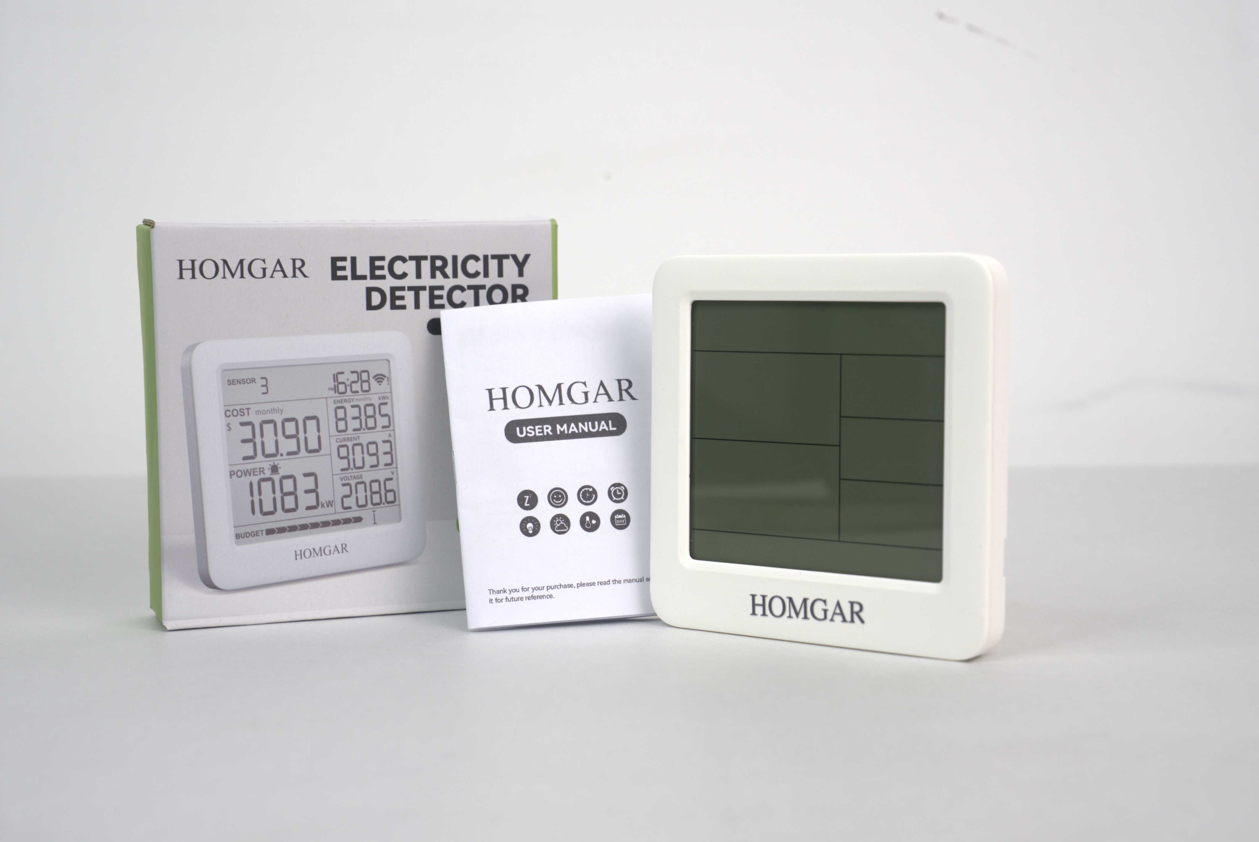 Homgar Plug Wi-Fi Home Power Monitor Consumption Watt Meter Smart Socket - Electric Meter w/Tariffs & Budget Alerts, Power Meter Home Energy Monitor, Electricity Usage Monitor Smart- 2.4GHZ Network Only