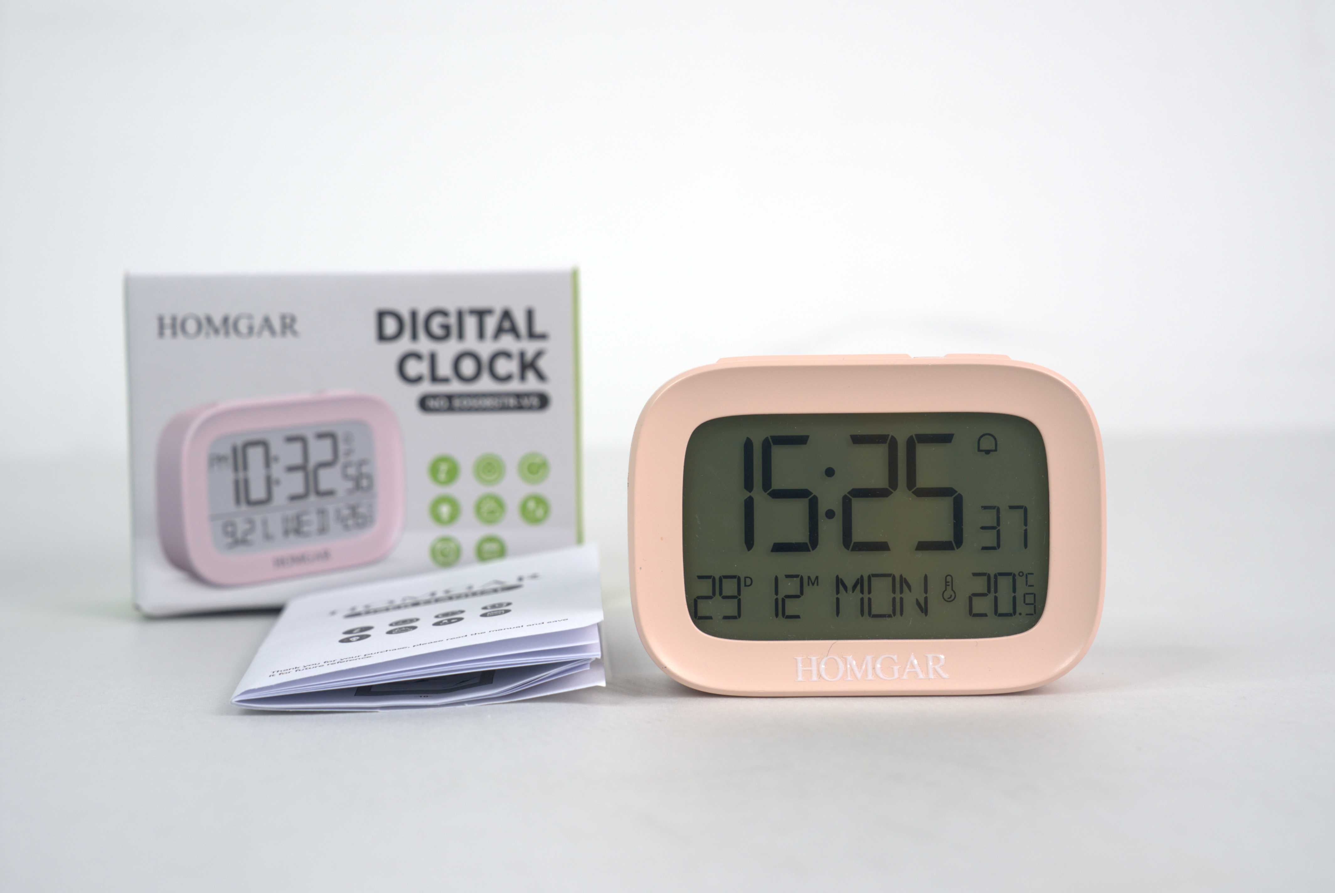 Homgar Digital Clock with Day & Date, Customizable Alarms