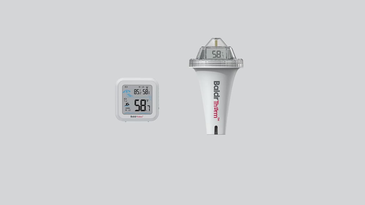 BaldrTherm Pool Thermometer Digital Floating Easy Read, Anti-Fog 360° Reading with Indoor Temperature Humidity Monitor